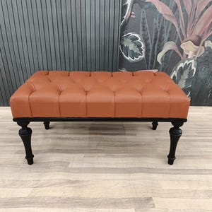 Leather ottoman bench, Chesterfield bench, Sofa bench, End of bed bench, Pub bench, Accent bench, Coffee table bench, Shoe bench, 18x18x36 "