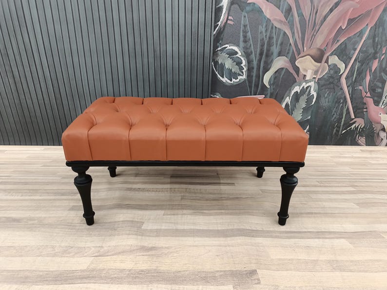 Leather ottoman bench, Chesterfield bench, Sofa bench, End of bed bench, Pub bench, Accent bench, Coffee table bench, Shoe bench, 18x18x36 "
