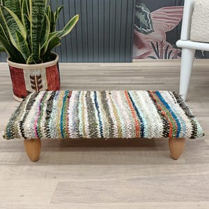 Banco otomano ecológico, Reposapiés suave, Reposapiés kilim a rayas, Reposapiés acogedor, Banco kilim para uso nocturno, Reposapiés rústico, BSV 130