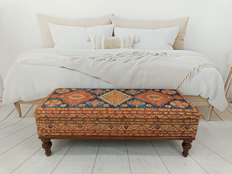 Storage Bench, Trunk Coffee Table, Upholstered Bench, Ottoman Bench, Hallway Bench, Storage Coffee Table, Shoe Bench, Boho Bench, ST- 63