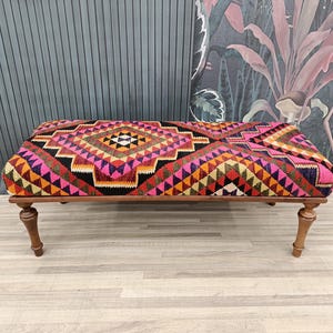 Handmade Furniture, Upholstered Bench, Wooden Chair, Coffee Table, Farmhouse Stool, Outdoor Seat, Vintage Sofa Table, 18x18x48'' BENCH 203