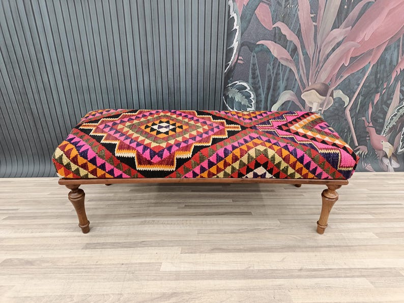 Handmade Furniture, Upholstered Bench, Wooden Chair, Coffee Table, Farmhouse Stool, Outdoor Seat, Vintage Sofa Table, 18x18x48'' BENCH 203
