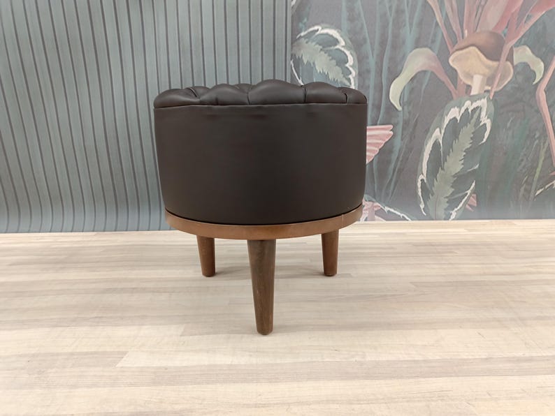 Pouf ottoman, Chesterfield stool, Leather stool, Barrel stool, Pub stool, Foot rest stool, Upholstered bench, Cocktail stool, FS KM-25 image 3