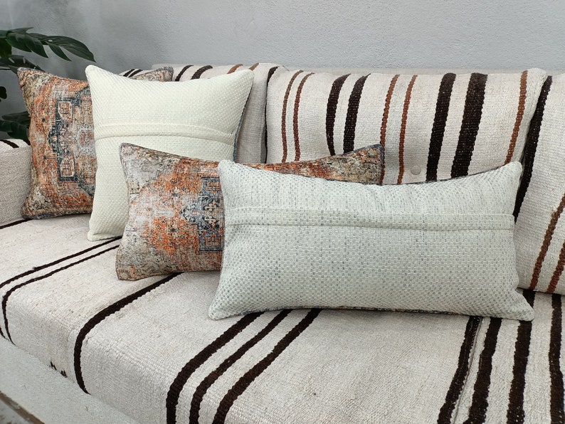 Kilim cushion cover, Handmade pillow, Turkish rug pillow, Decorative pillow, Sofa pillow, Couch pillow, 12x24 Pillow, PT 794 image 9