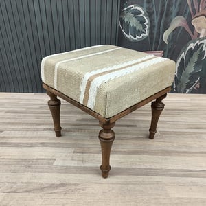 Ottoman stool, Kilim covered bench, Vanity table bench, Foot rest stool, Purse bench, Padded bench, Pouf bench, Shoe bench, VT 90 18x18