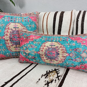 bohemian pillow, decorative pillow, lumbar pillow cover, bedding pillow, throw pillow, modern pillowcase, blue pillow, sofa pillow, PT 35