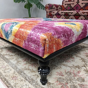 Ottoman coffee table, Handmade bench, Mid table bench, Dining table, Living room table, Upholstered bench, Bohemian bench, Footstool bench