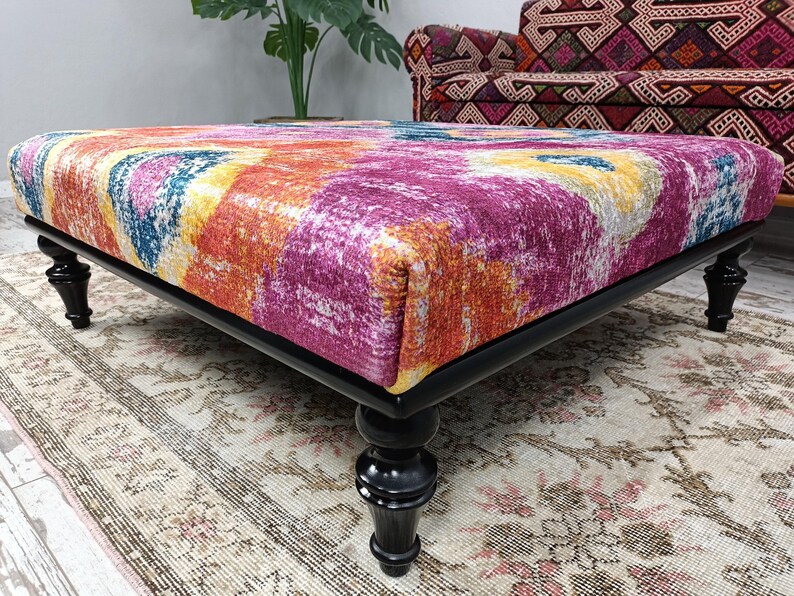 Ottoman coffee table, Handmade bench, Mid table bench, Dining table, Living room table, Upholstered bench, Bohemian bench, Footstool bench
