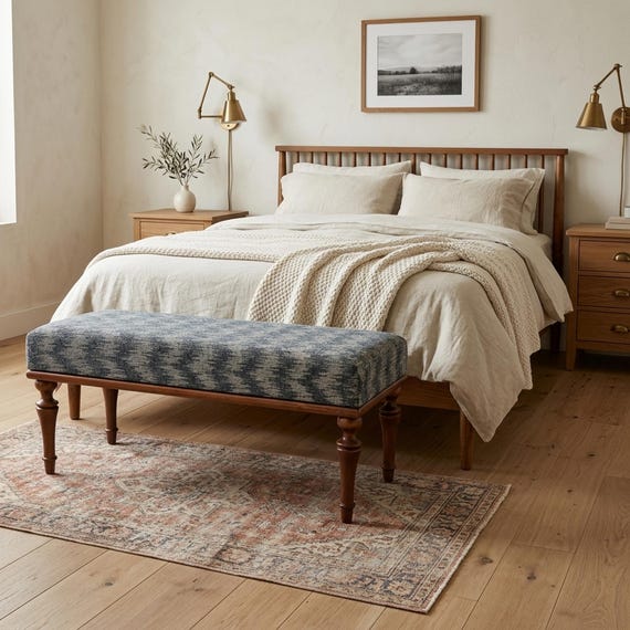Entryway bench, Footstool bench, Lounge bench, Bed end bench, Dining bench, Bohemian bench, Frontdoor bench, Covered bench, BENCH KM-5