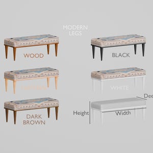 bedroom ottoman bench, wood bench, boho chair, dining table bench, footstool bench, turkish rug bench, upholstered bench, Bench 867