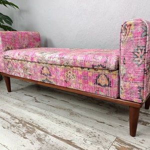 Storage Bench with Arms, Shoe Ottoman, Entryway Bench, Pink Seat, Piano Bench, Storage Day Bed, Office Storage, Long Seat, ST 18x51 66