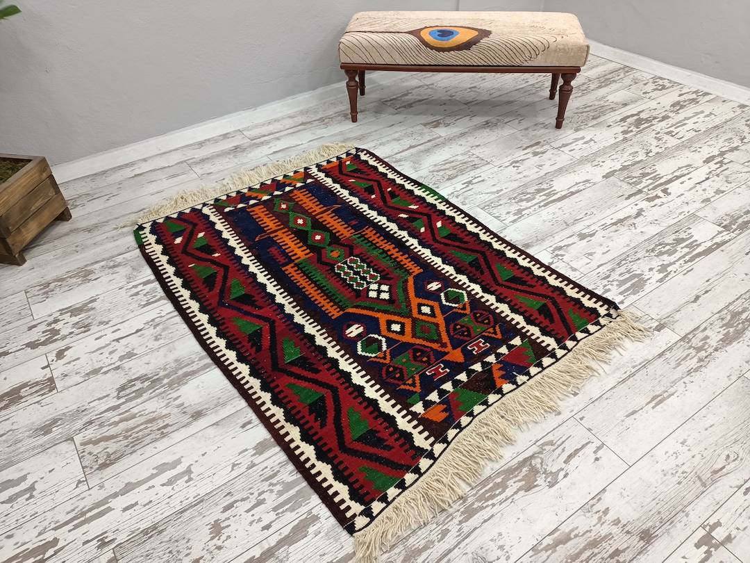 Azec Rug, Kilim Rug, Turkish Rug, Vintage Kilim Rug, Entry Rug, Ethnic ...