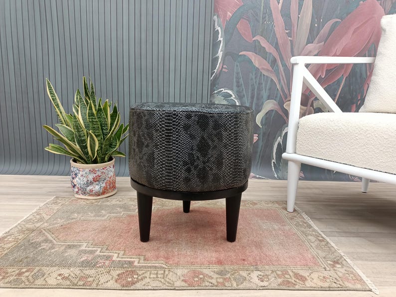 Leather stool, Ottoman for chair, Small stool, Durable furniture, Dressing table stool, Lobby stool, Shower stool, Foot rest stool, FS KM-23