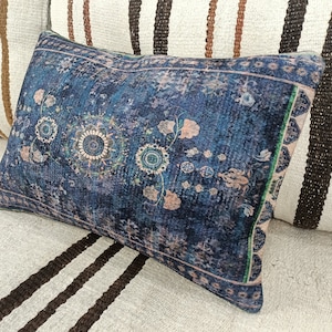 bohemian cushion, navy blue pillow, modern pillow cover, rug design pillow, cushion pillow, couch pillow, turkish pillow cover, PT 868 image 4