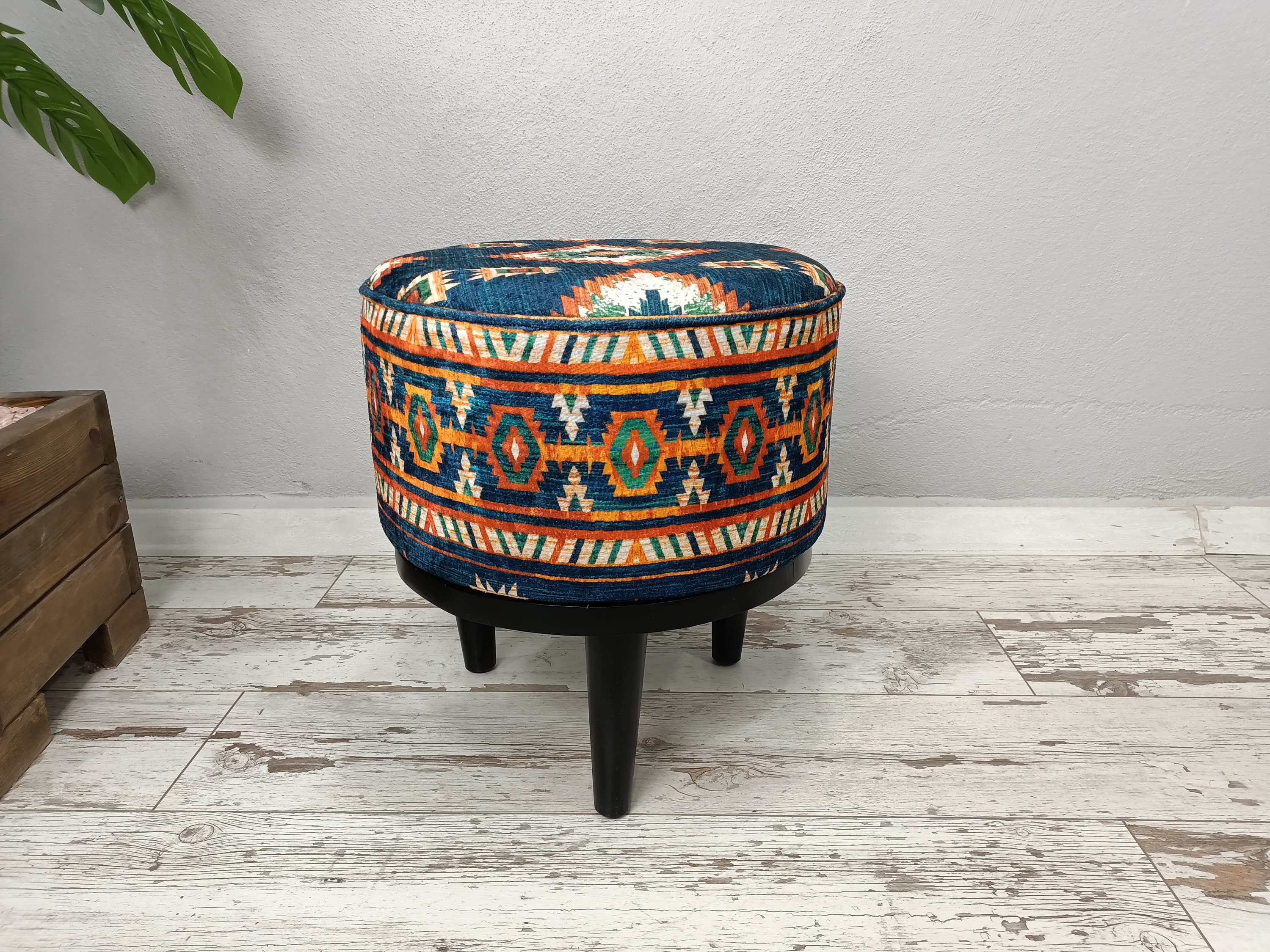 TiTi！ヴィンテージ モケット ピンクパープル スツール 業務用 レトロ