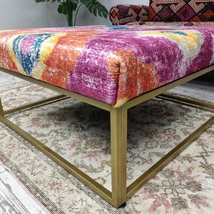 Ottoman coffee table, Handmade bench, Mid table bench, Dining table, Living room table, Upholstered bench, Bohemian bench, Footstool bench