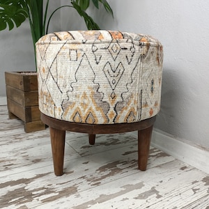 Upholstered Footstool, Dressing Table Bench, Vanity bench, Pouf with legs, Floor Chair, Entry Bench, Pouf Ottoman, Foot Rest Stool, FS 65