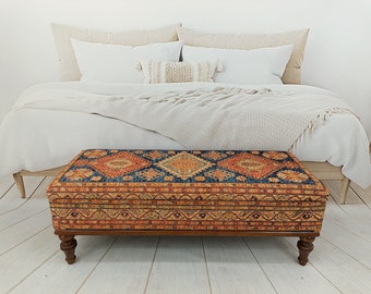 Storage Bench, Trunk Coffee Table, Upholstered Bench, Ottoman Bench, Hallway Bench, Storage Coffee Table, Shoe Bench, Boho Bench, ST- 63