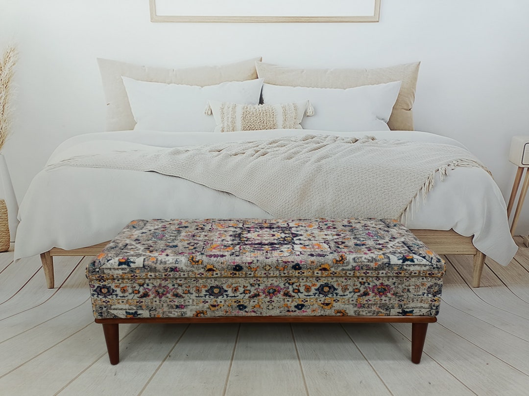 Hallway Bench, Bohemian Bench, Bedroom Storage Bench, Upholstered