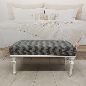 Entryway bench, Footstool bench, Lounge bench, Bed end bench, Dining bench, Bohemian bench, Frontdoor bench, Covered bench, BENCH KM-5 Classic White Leg