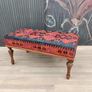 Handmade furniture, Bedroom bench, Hallway bench, Piano bench, Bar bench, Kilim rug bench, Ottoman bench, Dining table bench, BENCH 1062
