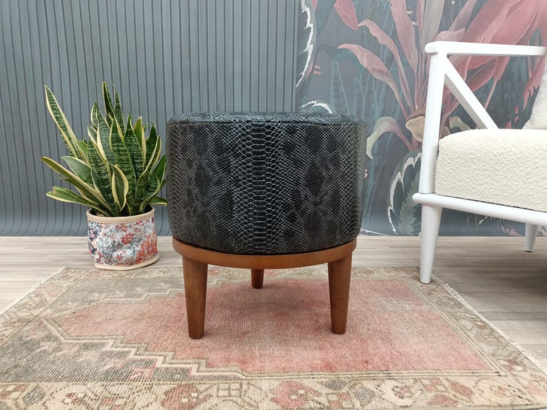 Leather stool, Ottoman for chair, Small stool, Durable furniture, Dressing table stool, Lobby stool, Shower stool, Foot rest stool, FS KM-23