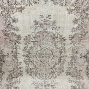 organic wool rug, botanic rug, coastal rug, low pile rug, dining room rug, sustainable rug, vintage turkish rug, 71x10.2 ft,