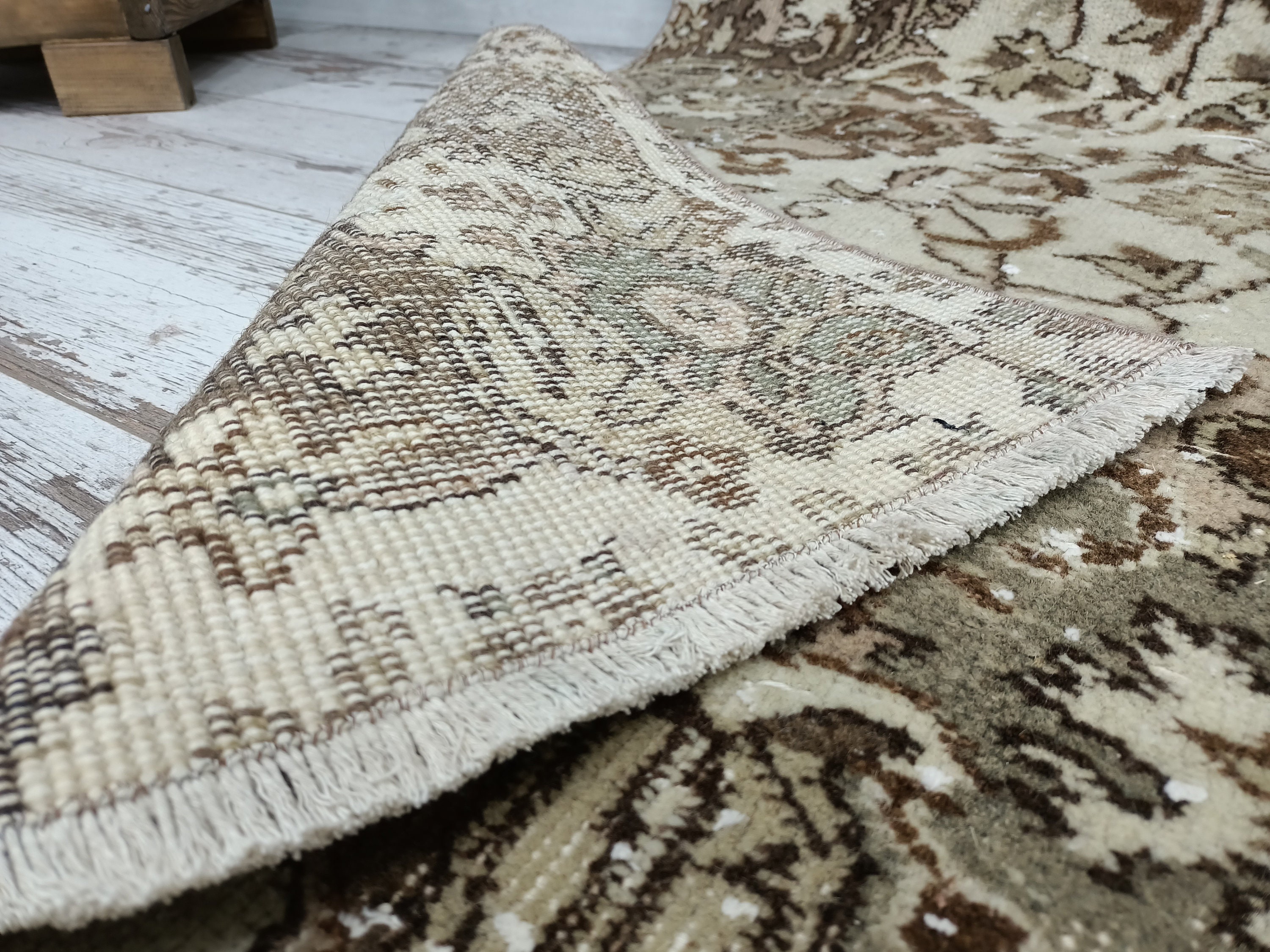 グレー花柄　ヴィンテージラグ　トルコラグ グレー花柄 ヴィンテージラグ トルコラグ 【公式通販】