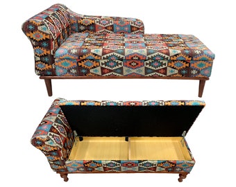 Loungestoel, opbergbank, kaptafelstoel, chaise longue, leesstoel, relaxstoel, woonkamerbank, SOFA 152