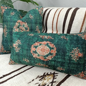 turkish pillow, emerald pillow, floral pillow cover, body pillow, accent pillow, bohemian pillow, bedding lumbar, modern pillows, PT 885