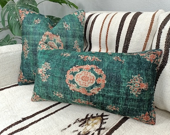 almohada turca, almohada esmeralda, funda de almohada floral, almohada corporal, almohada decorativa, almohada bohemia, almohada lumbar para cama, almohadas modernas, PT 885