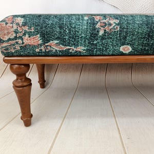 Floral Rug Bench, Upholstered Bench, Boho Piano Bench, Dressing Table Seat, Dining Chair, Kitchen Furniture, Wooden Shoe Bench, BENCH 885 image 4