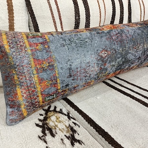 Turecka poduszka dywanowa, poduszka ręcznie robiona, poszewka na poduszkę Kilim, poszewka na poduszkę, poduszka na sofę, poduszka 12x24, poduszka na kanapę, poszewka na poduszkę, PT 107 zdjęcie 7