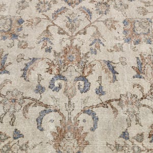 sustainable area rug, earth tone rug, studio rug, oversize turkish rug, living room rug, framed rug, floral vintage rug, 8.2x11.7 ft, VT5879