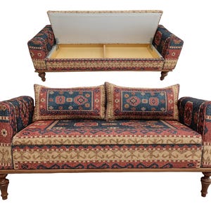 Otomana con almacenamiento, sofá cama, banco para el pie de la cama, muebles hechos a mano, silla de comedor, silla de cocina, taburete de salón, banco rústico, ST18x51 162 imagen 1