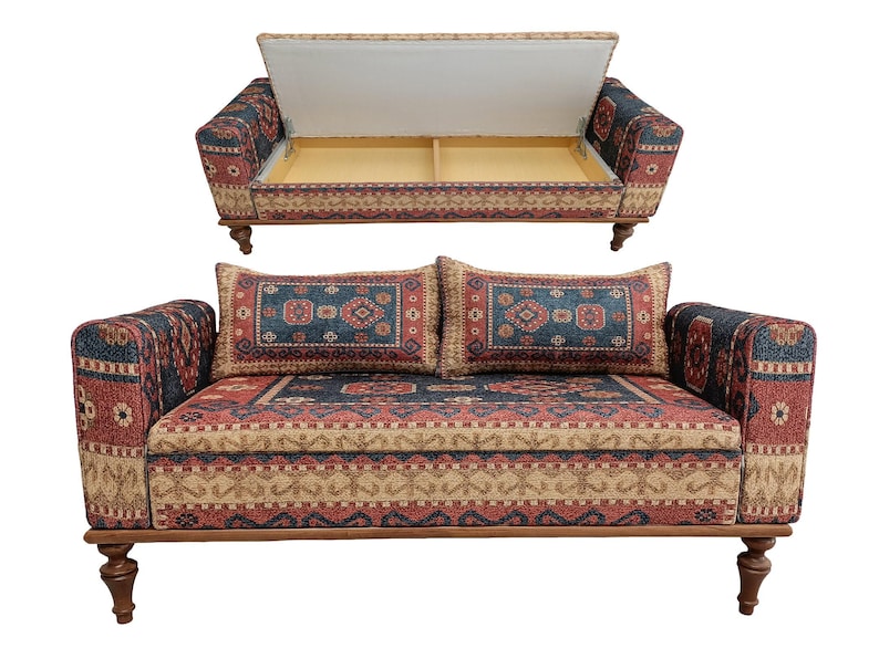 Otomana con almacenamiento, sofá cama, banco para el pie de la cama, muebles hechos a mano, silla de comedor, silla de cocina, taburete de salón, banco rústico, ST18x51 162 imagen 1