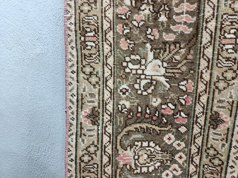 Handmade rug, Turkish rug, Oushak rug, Area rug, Living room rug, Pink rug, Faded rug, Floral rug, Boho decor rug, 6.4x9.2 ft, VT 1438 image 6