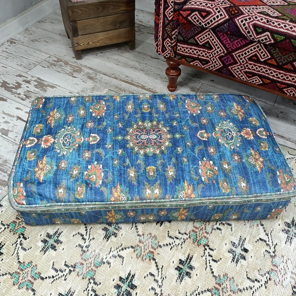 blue daybed, reading cushion, ottoman cushion, floor cushion, floral pillow cover, floor bedding, pet bed cushion, bohemian cushion, PP 57