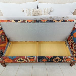 Storage Loveseat, Armed Ottoman Bench, Living Room Bench, Orange Sofa Couch, Aztec Bench, Upholstered Bench, Bed Benches, ST 18x51 00