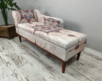 Boho chaise longue, opbergslaapbank, salonbank, gestoffeerd beddengoed, handgemaakte bank, ruststoel, yogastoel, leesstoel, SOFA 153
