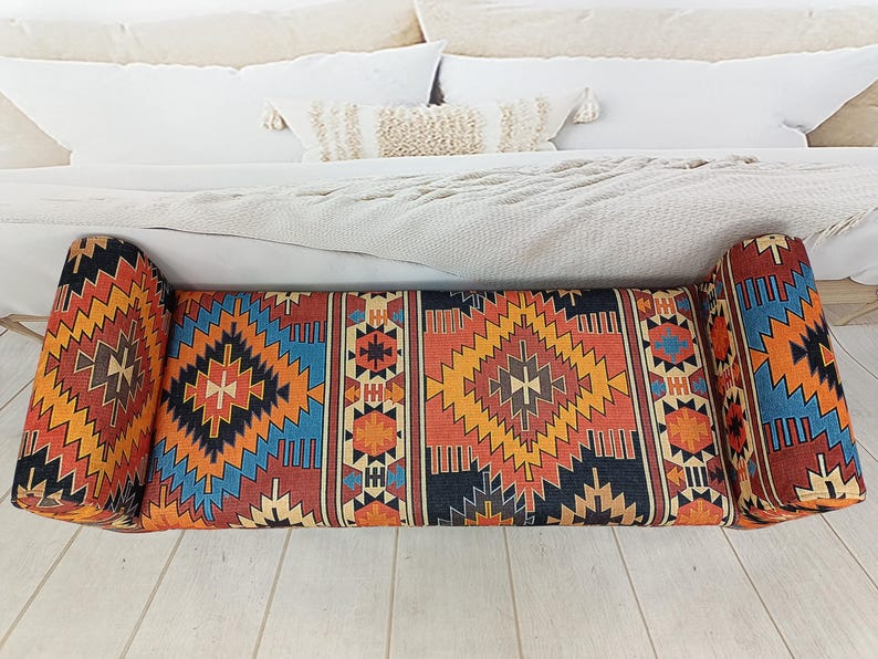 Storage Loveseat, Armed Ottoman Bench, Living Room Bench, Orange Sofa Couch, Aztec Bench, Upholstered Bench, Bed Benches, ST 18x51 00