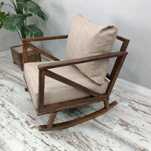 Mecedora artesanal, silla de madera maciza, silla cómoda, muebles de patio, silla de interior y exterior, silla de dormitorio, silla de descanso, RC 1033 imagen 11