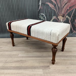 Ottoman Bench, Bedroom Furniture, Hallway Bench, Kilim Rug Bench, Accent Bench, Entryway Bench, Dining Bench, 18x18x36'', BENCH 1038