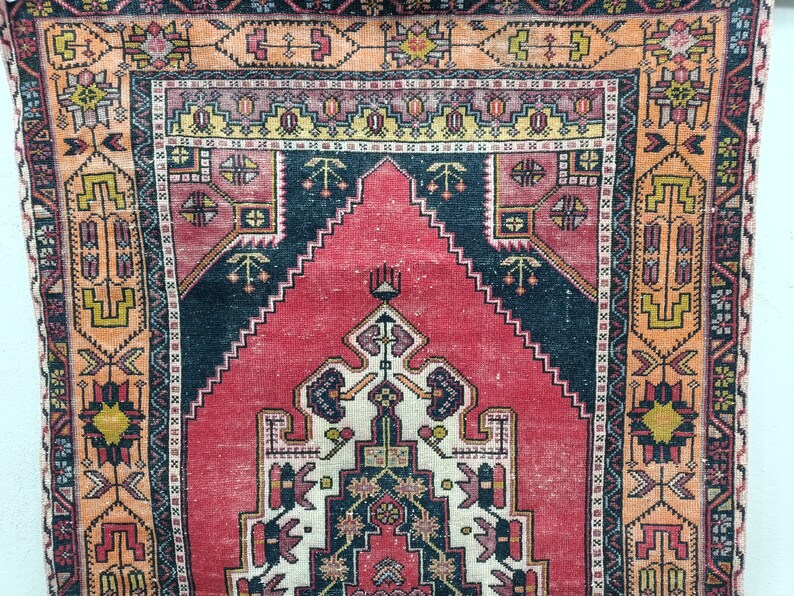Handmade rug, Turkish rug, Anatolian area rug, Wool rug, Geometric rug, Vintage rustic rug, Nomadic rug, Organic rug, 4.1 x 7.3 ft, VT 2318 image 6