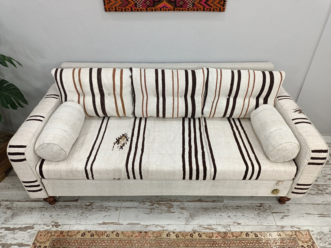 Vintage Loveseat Kilim Sofa Sectional 3 Seater Upholstered Etsy