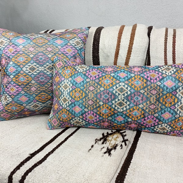 bohemian pillow, aztec pillow cover, ethnic cushion, decorative pillows, lumbar pillow case, southwestern pillow, beeding pillow, PT 37