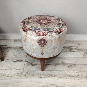 Round Footstool, Dressing Chair, Piano Bench, Bedroom Bench, Pouf Ottoman, Sitting Pouf, Bean bag, Floor Chair, Side Coffee Table, FS 153
