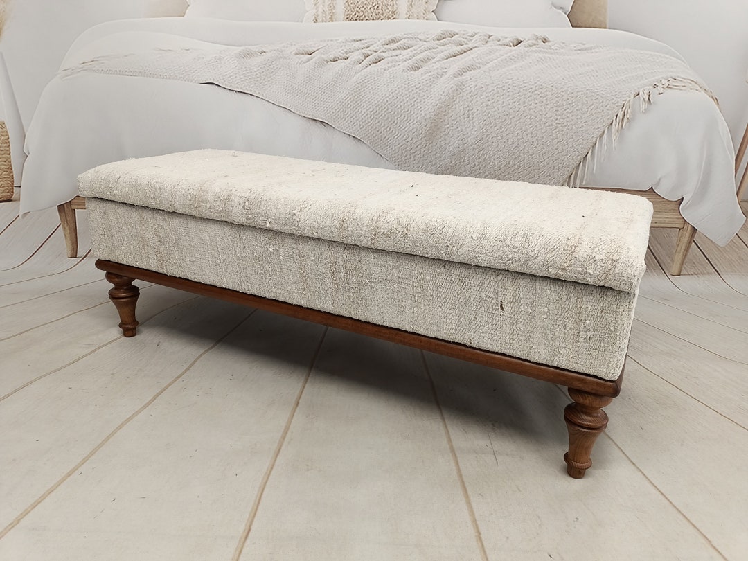 Ottoman Storage Vintage Rug Bench Hallway Organizer Etsy