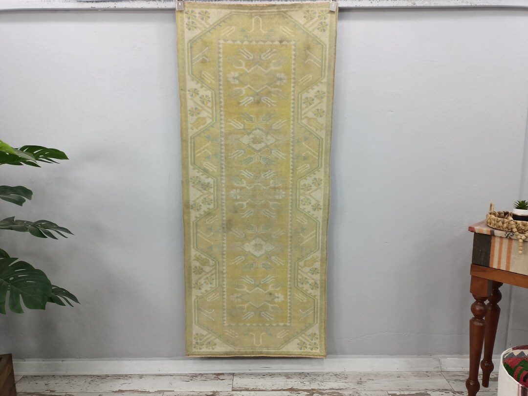 Muted Green Rug, Handmade Rug, Pastel Turkish Rug, Fireplace Mat, Bath