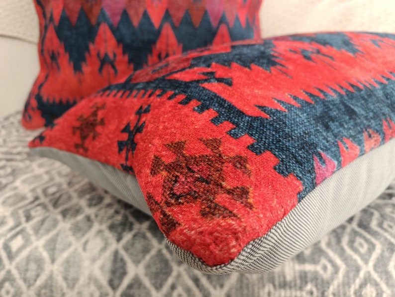 retro pillow cover, decorative pillow, accent pillow, kilim pattern pillow, aztec pillow, lumbar pillow, handmade pillow, boho pillow, PT253 image 8